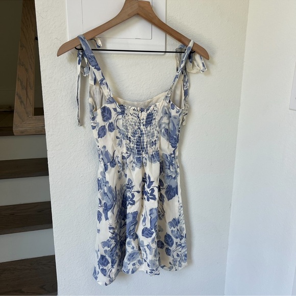 Reformation Annabell Bow-Detailed Floral Print Georgette Mini Dress in Lucerne - Picture 5 of 10